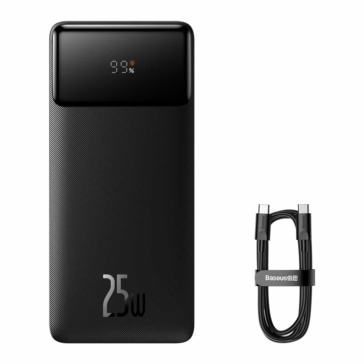 Baseus Bipow Digital Display Fast charge Power bank 20000mAh 25W Black  (With Baseus Mini White charging  cable Type-C to type-c 60W(20V/3A) 50cm black) Baseus Bipow Digital Display Fast charge Power bank 20000mAh 25W Black  (With Baseus Mini White charging  cable Type-C to type-c 60W(20V/3A) 50cm black)